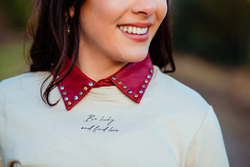 Collar Leather Red Gold